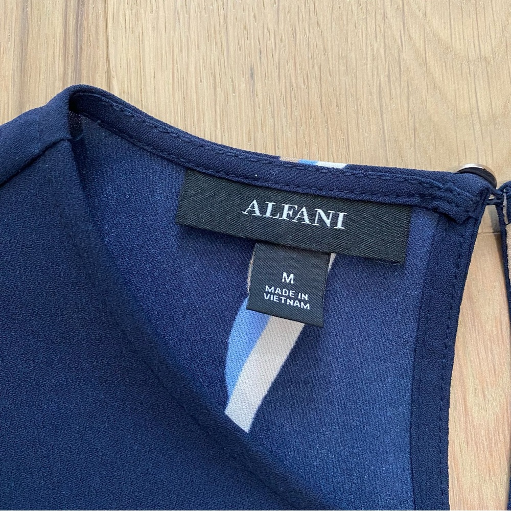 Alfani | Navy Crossover Hem Long Sleeve Blouse NWT - Picture 4 of 12